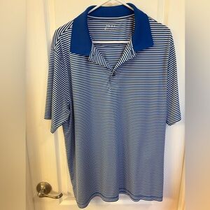 Men’s Size Large Blue & White Striped Polo Shirt
